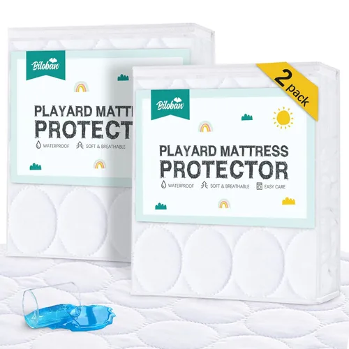 Miniatura 17 de Sábanas protectoras de colchón de cuna impermeables, paquete de 2, funda acolchada ajustable para colchón de cuna que se adapta a colchones de cama