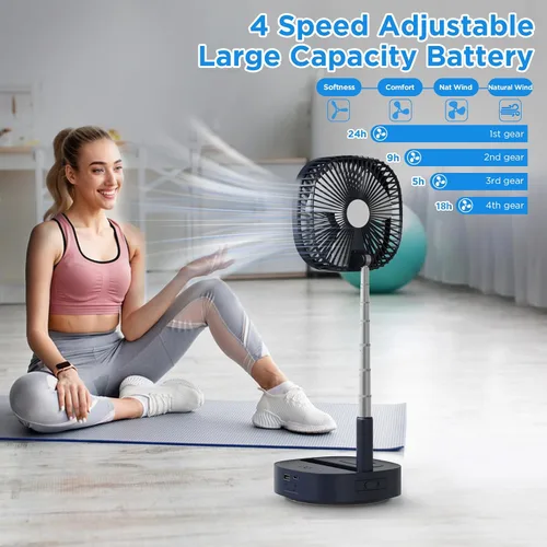 Miniatura 2 de Magesh Ventilador de pedestal oscilante portátil y remoto, rotación de 120°, ventilador plegable 3 en 1, ventilador de escritorio, antideslizante
