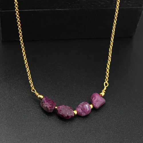 Miniatura 29 de Gempires Natural Raw Bar Crystals Pendant Necklace Handmade Jewelry 22 inch Adjustable Chain