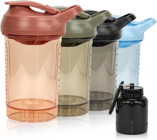 Miniatura 17 de Botella mezcladora de proteínas de 20 onzas, vasos mezcladores de proteínas a prueba de fugas para gimnasio, fitness y suplementos, material PETG