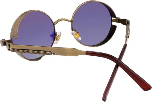 Miniatura 3 de FEISEDY Gafas de sol retro góticas steampunk marco de metal redondo círculo punk inspirado sombra hombres B1857