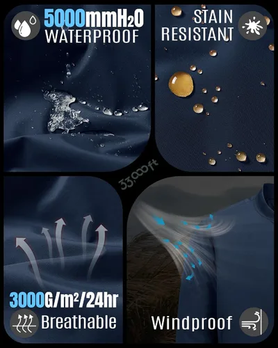 Miniatura 4 de 33,000ft Chaqueta bomber para hombre, impermeable, con cremallera, acolchada, ligera, cálida, casual, primavera, otoño e invierno Mezclilla oscura