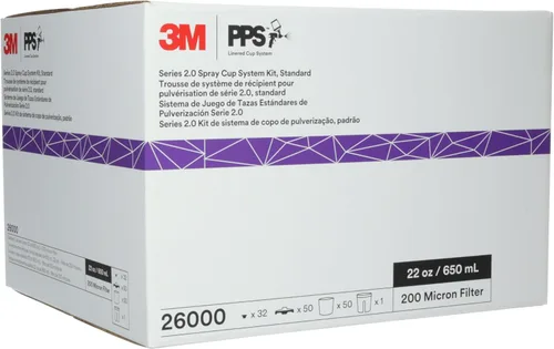 Miniatura 14 de 3M 26000 PPS 2.0 Kit de taza, tapas y forros para pistola pulverizadora, estándar, filtro de 200 micrones, 22 onzas, negro, plateado
