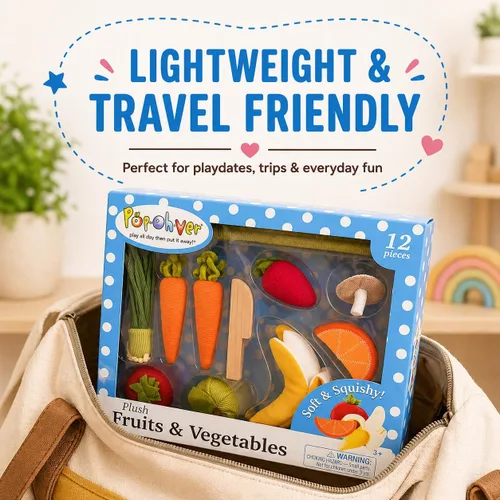 Miniatura 5 de Juego de cocina de frutas y verduras de felpa de 12 piezas - Viene con alimentos de aspecto realista -Juego de simulación para niños alimentos