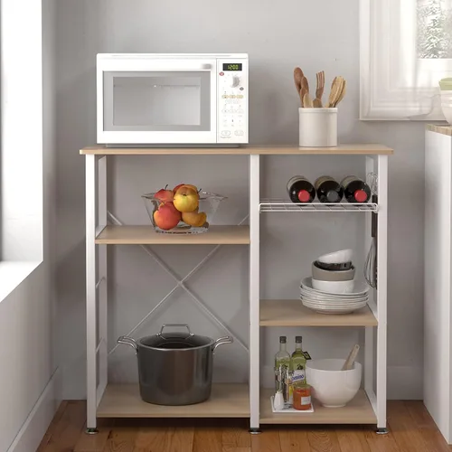 Miniatura 5 de SogesPower Estante de almacenamiento de 3 niveles para cocina, soporte para microondas, organizador de almacenamiento de utilidad, estante