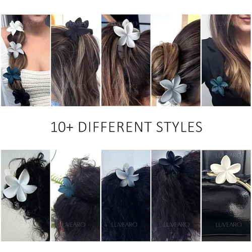 Miniatura 3 de Pinzas para el pelo de flores para mujeres y niñas, de cabello grueso a fino, medianas, bonitas, pinzas decorativas de plumeria, accesorios
