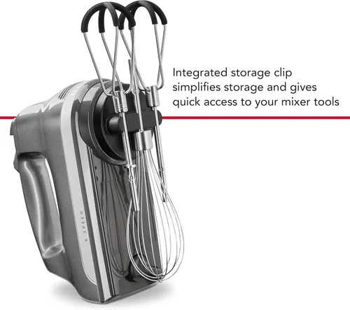 Miniatura 7 de KitchenAid Batidora de mano con cable de velocidad variable - KHBV53, gris carbón mate, batidora de mano de 8 pulgadas y 6 velocidades con batidores