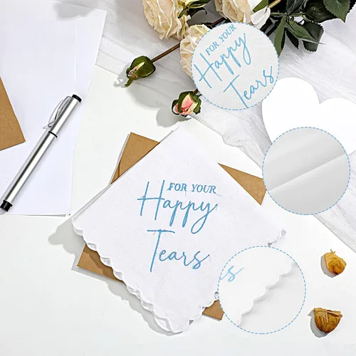 Miniatura 4 de 12 juegos de pañuelos de boda bordados con bordes de encaje festoneados, divertidos regalos de boda para el día de la boda novia