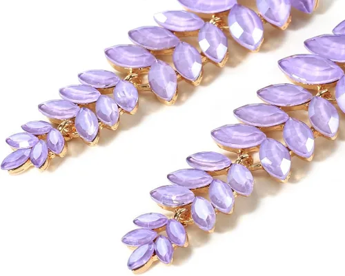 Miniatura 3 de KELMALL Aretes largos de cristal para mujer, aretes colgantes de hoja de diamantes de imitación