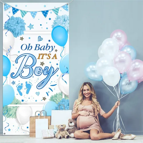 Miniatura 6 de Sumind Letrero de bienvenida para baby shower, con texto en inglés "It's a Boy", cartel de bienvenida para baby shower, 70.87 x 35.43 pulgadas