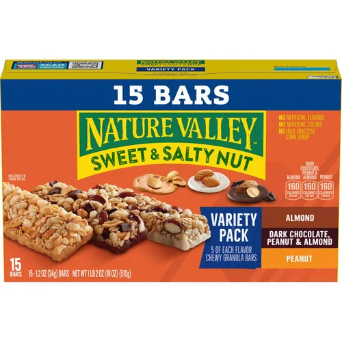 Miniatura 3 de Nature Valley Barras de granola de nueces dulces y saladas, paquete variado, 15 barras, 18 onzas