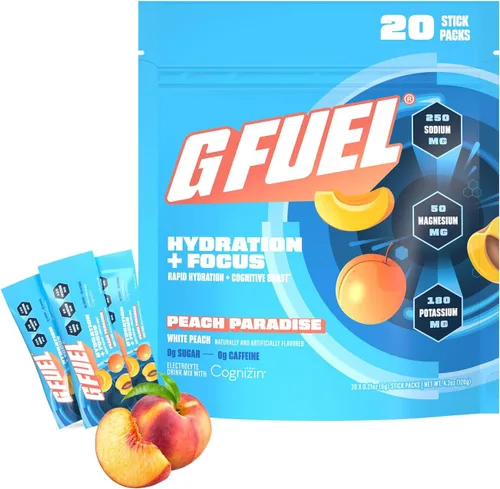 Miniatura 9 de G Fuel Electrolitos en polvo para hidratación y concentración instantáneas Paquete variado de electrolitos sin azúcar de limón, naranja