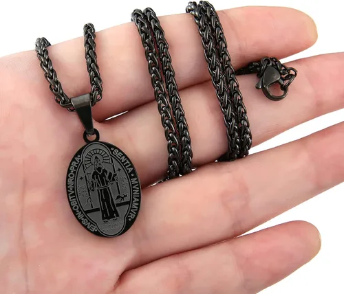 Miniatura 3 de RS Collar con medalla de San Miguel, Cristóbal, JudeBenedictoJoséAntonio, para hombres, 24 en regalos religiosos