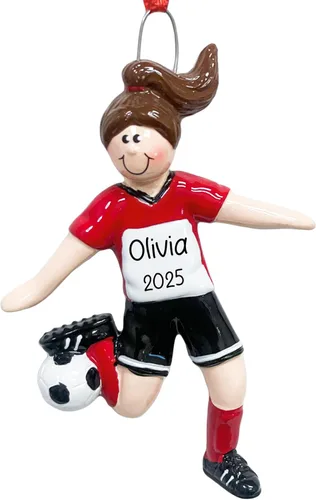 Miniatura 8 de Adorno Navideño Personalizado de Fútbol 2025 Pelota de Fútbol con Estrellas Doradas, Césped y Red de Portería para Árbol de Navidad - Regalo
