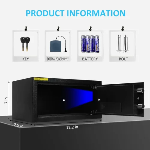 Miniatura 6 de Sdstone Caja fuerte con sensor de luz, caja de seguridad oculta con llave y cerradura digital para el hogar y la empresa. Caja de seguridad