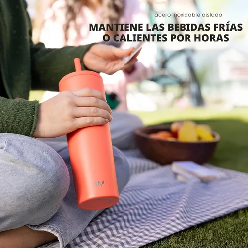 Miniatura 6 de Simple Modern- Vaso con aislamiento, c/tapa y pajilla Taza de viaje Botella de agua de ac. inox. reutilizable Unisex Colecc. Classic 24 oz