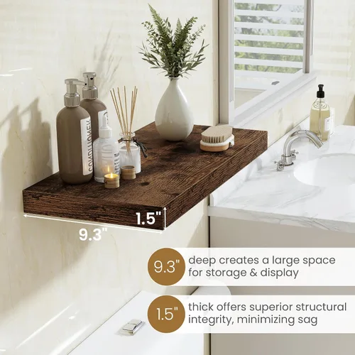 Miniatura 4 de Fun Memories Estantes flotantes de 48 pulgadas, estantes de pared de 9.3 pulgadas de profundidad para baño, sala de estar, dormitorio, cocina