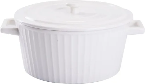 Miniatura 10 de WHJY Cacerola de cerámica azul colorida con tapa, cacerola de cerámica de 1 cuarto para hornear al horno