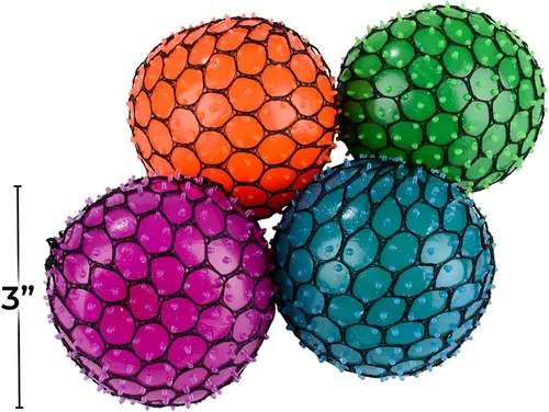 Miniatura 2 de Rhode Island Novelty Bola de compresión de malla de neón de 3 pulgadas, una por pedido