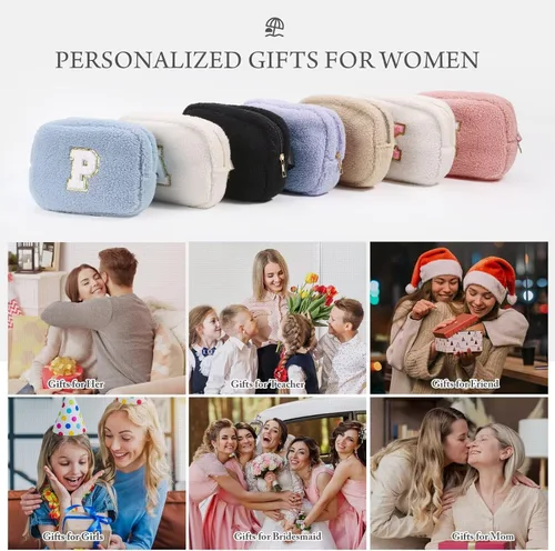 Miniatura 7 de YOOLIFE Riñoneras cruzadas con iniciales, bolsa de forro polar para mujeres y niñas, regalos de cumpleaños personalizados para mujeres