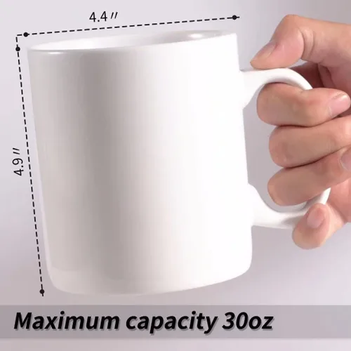 Miniatura 3 de BYCNZB Juego de 2 tazas de café de cerámica súper grandes de 30 onzas (blanco)