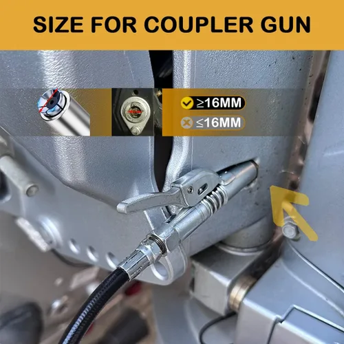 Miniatura 7 de Acoplador de pistola de engrase, 2 unidades, acopladores de pistola de grasa de bloqueo fuerte, acoplador de alta presión de 12000 PSI de liberación