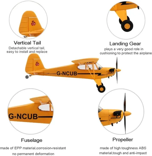Miniatura 7 de Avión RC de control remoto de 5 canales J3-CUB de Park10 Toys para adultos con motor sin escobillas 1406 al aire libre, avión de ala fija de 3D6G