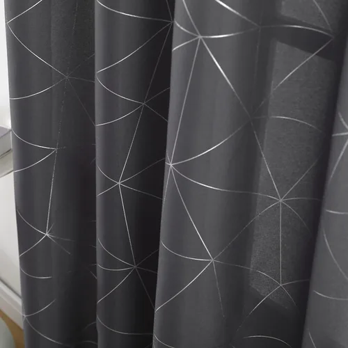 Miniatura 26 de Taisier Home Paneles de Cortinas de Ventana de Lino Dorado con Ojales Estampado de Lámina de Azulejos Geométricos Marroquíes Metálicos Cortinas