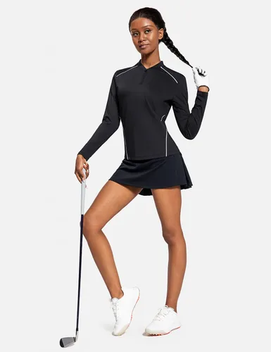 Miniatura 6 de BALEAF Camisetas de manga larga para mujer, tenis y golf, UPF 50+ con cremallera de 14, de secado rápido