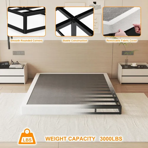 Miniatura 3 de NHODIR Base de cama de metal resistente de 5 pulgadas con resorte, sin ruido y sin herramientas, fácil montaje, base de soporte de colchón para cama