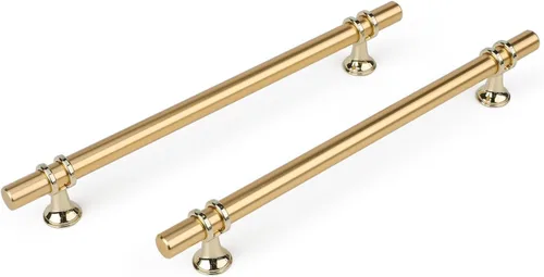 Miniatura 32 de Paquete de 5 Tiradores de Gabinetes de Cocina Níquel Cepillado y Oro Tiradores de Gabinetes 3-3/4 Pulgadas Tiradores Plateado Oro para Tocador Baño