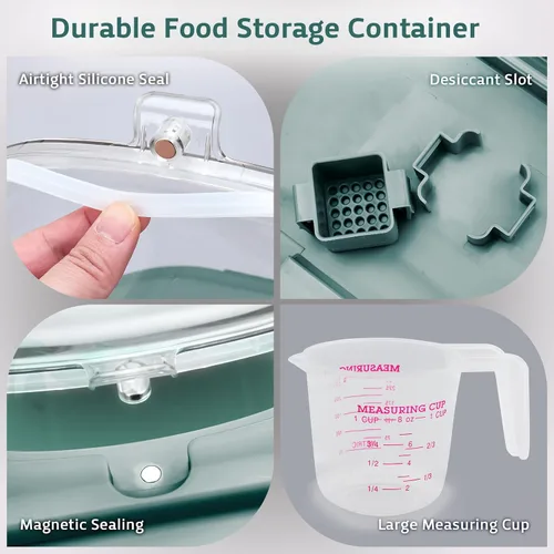 Miniatura 5 de Komzon Contenedores de almacenamiento de arroz, dispensador plegable de 20 a 30 libras de almacenamiento de alimentos con rueda rodante y tapa