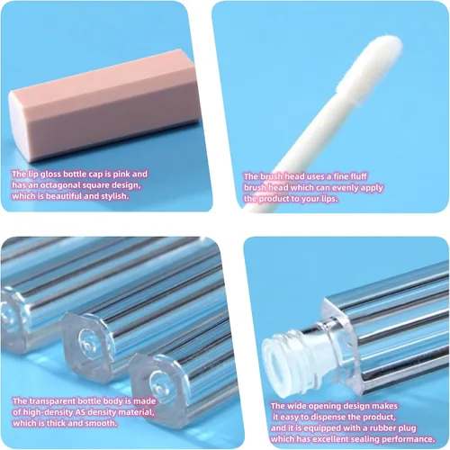 Miniatura 3 de Mini Tubos de Brillo Labial Vacíos con Varita Kit de Elaboración de Brillo Labial DIY para Pequeñas Empresas, Contenedores Rosa Bonitos, Tubos