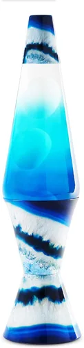 Spencer Gifts Lámpara de lava – Ágata azul de 17 pulgadas – La lámpara de movimiento original – Cera blanca y líquido transparente con base impresa