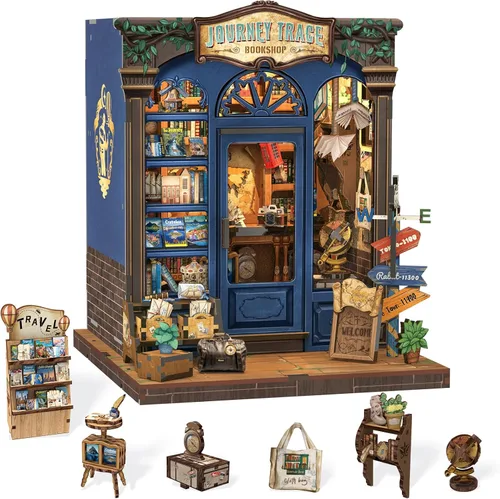 Miniatura 18 de Cutefun - Kit de rincón de libros - Kit de casa en miniatura DIY para adultos y adolescentes, kit de rompecabezas de madera 3D en miniatura con LED