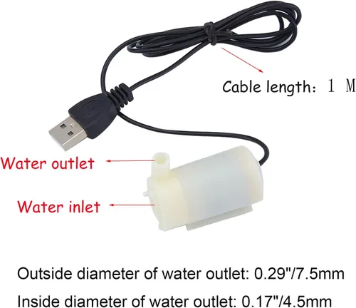 Miniatura 2 de 3 piezas DC 3-5V USB Micro sumergible Mini bomba de agua para acuarios, tanque de peces, estanque, fuente, hidropónica, jardín (blanco)