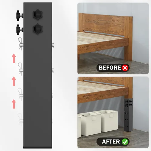 Miniatura 5 de Up Grade - Paquete de 4 elevadores de cama de acero al carbono de 2.4 pulgadas de diámetro para marco de cama cuadrado de madera, mesa ajustable a