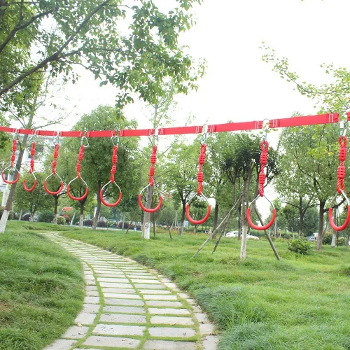 Miniatura 7 de Anillo ninja para fitness, anillo de gimnasia, barra de escalada, entrenamiento al aire libre, patio trasero, juegos de equipo de entrenamiento, Rojo