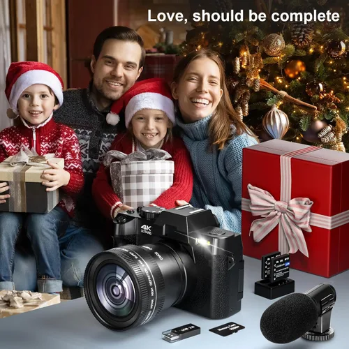Miniatura 7 de Cámaras digitales 4K para fotografía Cámara de video de 48MP/60FPS para YouTube con pantalla abatible de 3 pulgadas, WiFi de 180°, cámaras de zoom