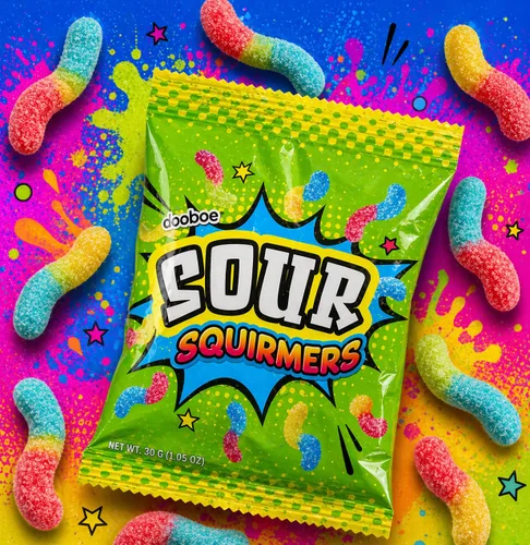 Miniatura 5 de Dooboe Paquete a granel de gusanos de gomita agria de tamaño completo, 40 paquetes (bolsas de clavija de 1.06 oz), envueltos individualmente
