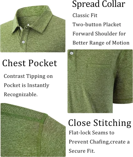 Miniatura 31 de V VALANCH Polo de golf de manga corta para hombre, estilo casual, con cuello que absorbe la humedad