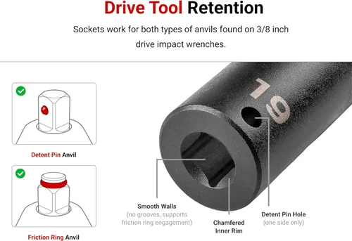 Miniatura 8 de TEKTON Encastre de 3/8 pulgadas x 0.669 in Zócalo de impacto de 12 puntos poco profundo SID12317