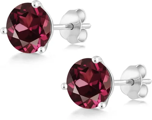 Miniatura 102 de Gem Stone King Aretes de oro de 14 quilates, 0.236 in, piedra natal redonda, Martini, 3 puntas, aretes de oro para mujer