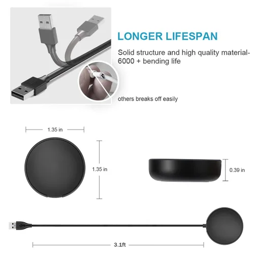 Miniatura 3 de 1 Pack Compatible con Cargador de Samsung Watch, Cable de Carga para Galaxy Watch 7/6/5/4 Dock USB de Reemplazo para Samsung Galaxy Watch 7/6/6