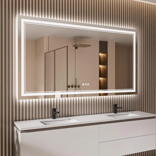 Miniatura 35 de Espejo de baño LED de 72 x 36 pulgadas, retroiluminado y frontal iluminado, espejo de tocador grande iluminado con luces, antiniebla, regulable