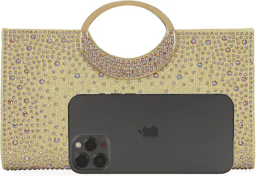 Miniatura 25 de Dexmay - Bolso de mano con diamantes de imitación con asa de cristal para boda, fiesta, elegante bolso de mano para mujer