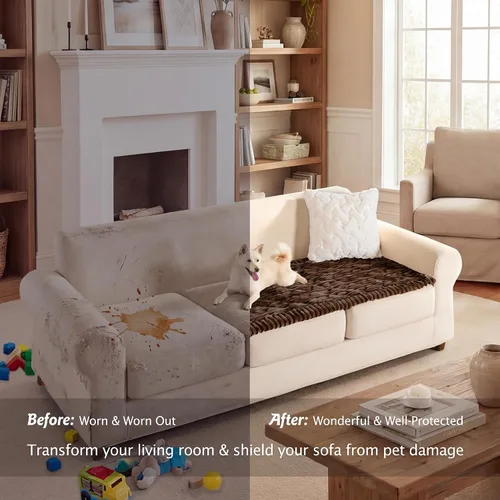 Miniatura 7 de PuTian Funda de sofá 100% impermeable y mullida para perros, gruesa, lavable, antiarañazos, antideslizante, protector de muebles