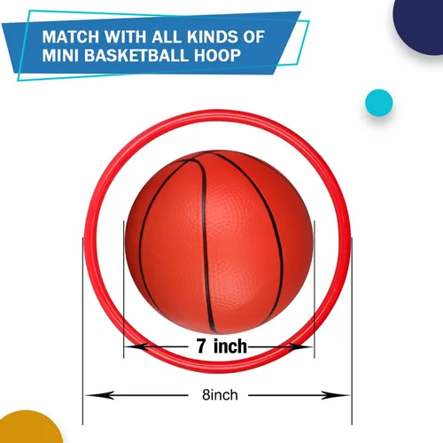 Miniatura 2 de Umnodobn Mini baloncesto para interior, mini aro de baloncesto de 7 pulgadas, de goma suave, juguete de repuesto para niños y adultos, pelota