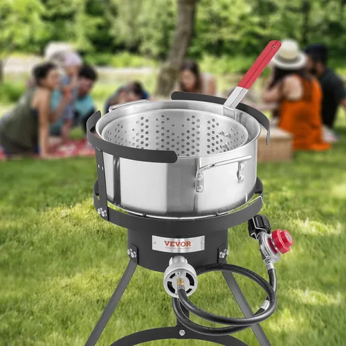 Miniatura 8 de VEVOR Freidora de Pescado y Alitas de 10 Qt, Kit de Freidora de Pescado de Propano de Aluminio, Freidora Profunda para Exteriores Olla para Mariscos