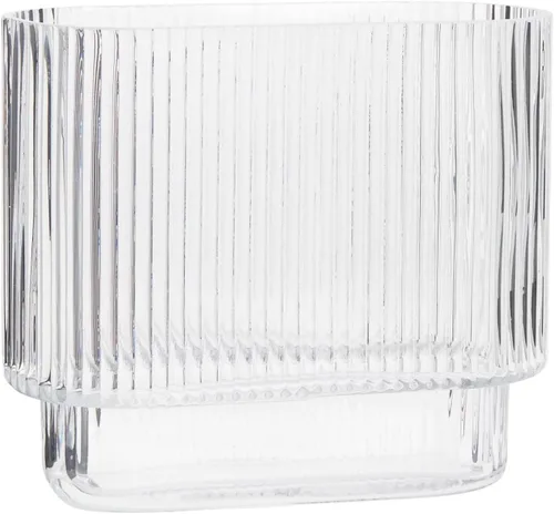 Miniatura 83 de Jarrón redondo de cristal, floreros para ramo, jarrones de vidrio acanalado para flores, pequeño jarrón transparente para sala de estar, oficina